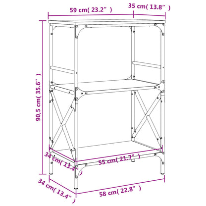 Libreria 3 Ripiani Rovere Fumo 59x35x90,5 cm Legno Multistrato - homemem39