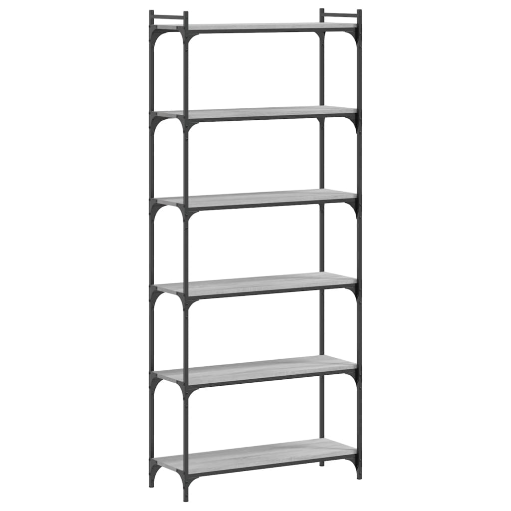 Libreria 6 Ripiani Grigio Sonoma 80x30x188cm Legno Multistrato - homemem39