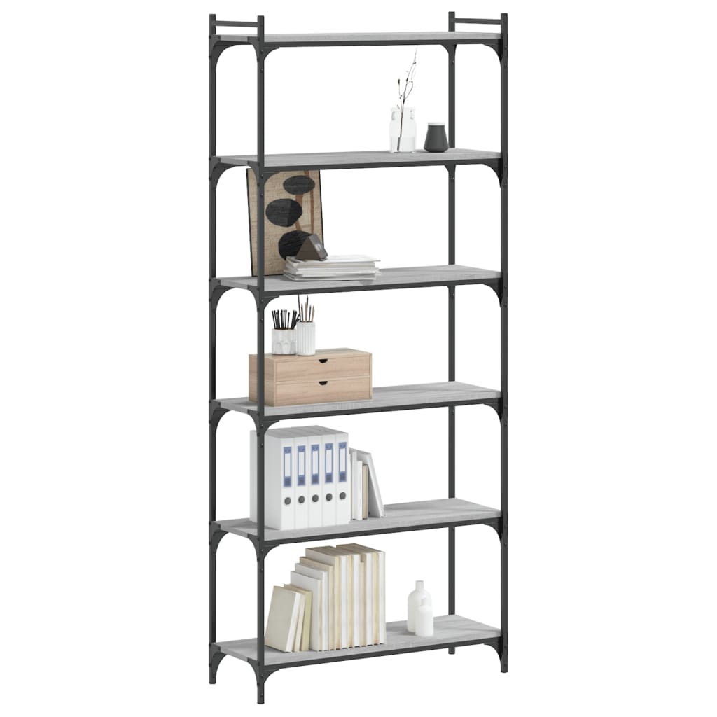 Libreria 6 Ripiani Grigio Sonoma 80x30x188cm Legno Multistrato - homemem39
