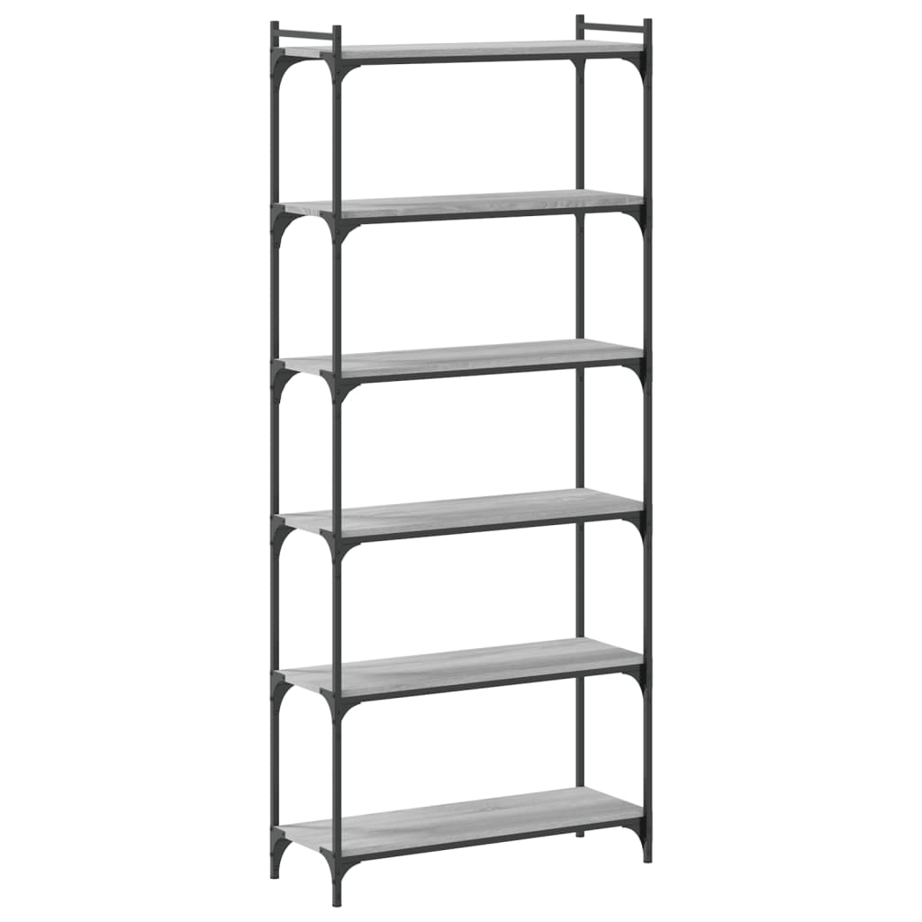 Libreria 6 Ripiani Grigio Sonoma 80x30x188cm Legno Multistrato - homemem39
