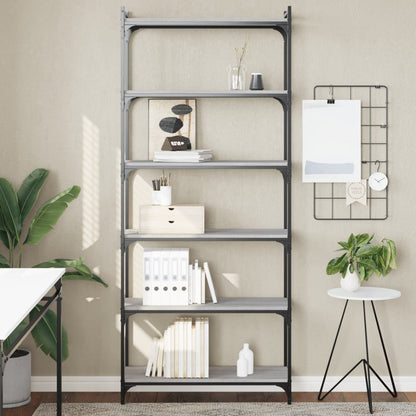 Libreria 6 Ripiani Grigio Sonoma 80x30x188cm Legno Multistrato - homemem39
