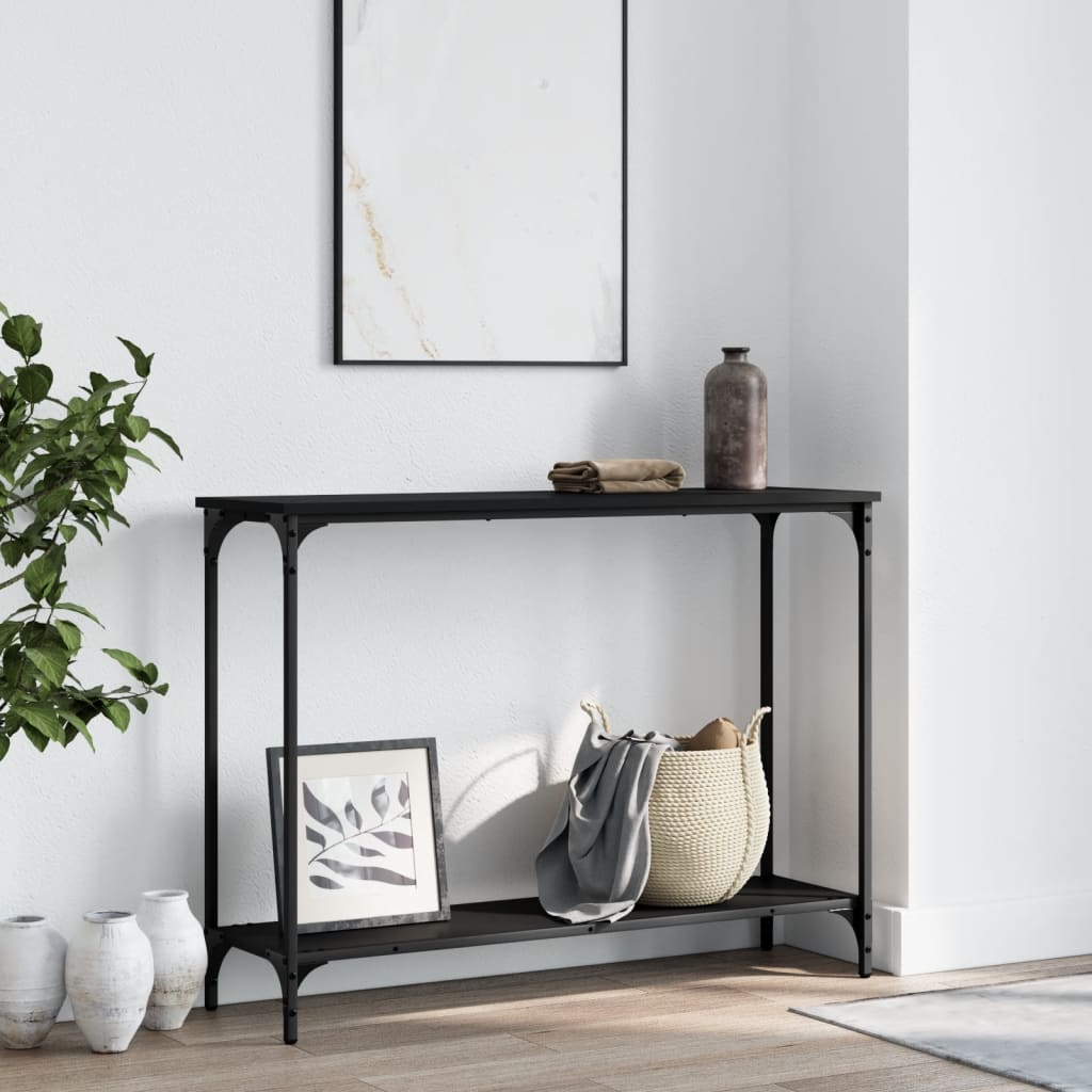 Tavolino Consolle Nero 101x30,5x75 cm in Legno Multistrato - homemem39