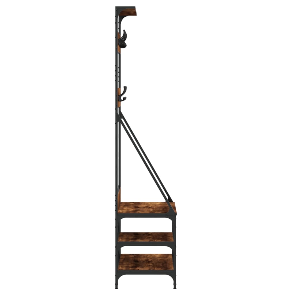 Appendiabiti con Porta Scarpe Rovere Fumo 80x40x184 cm - homemem39