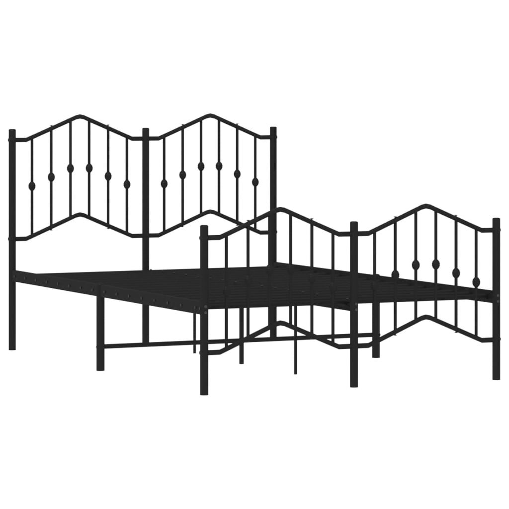 Giroletto con Testiera e Pediera Metallo Nero 120x200 cm - homemem39