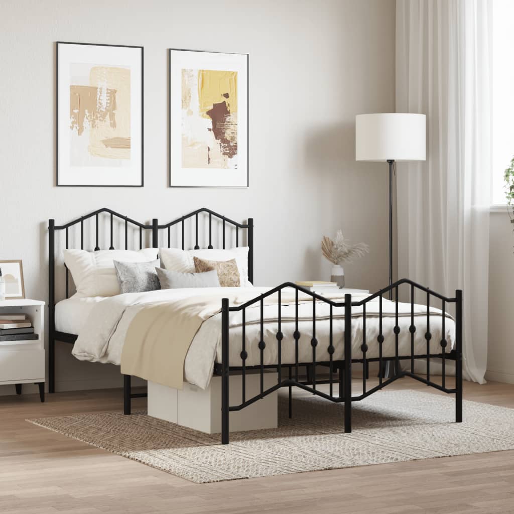 Giroletto con Testiera e Pediera Metallo Nero 120x200 cm - homemem39