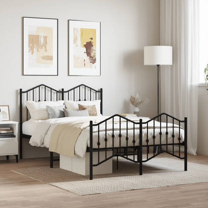 Giroletto con Testiera e Pediera Metallo Nero 120x200 cm - homemem39