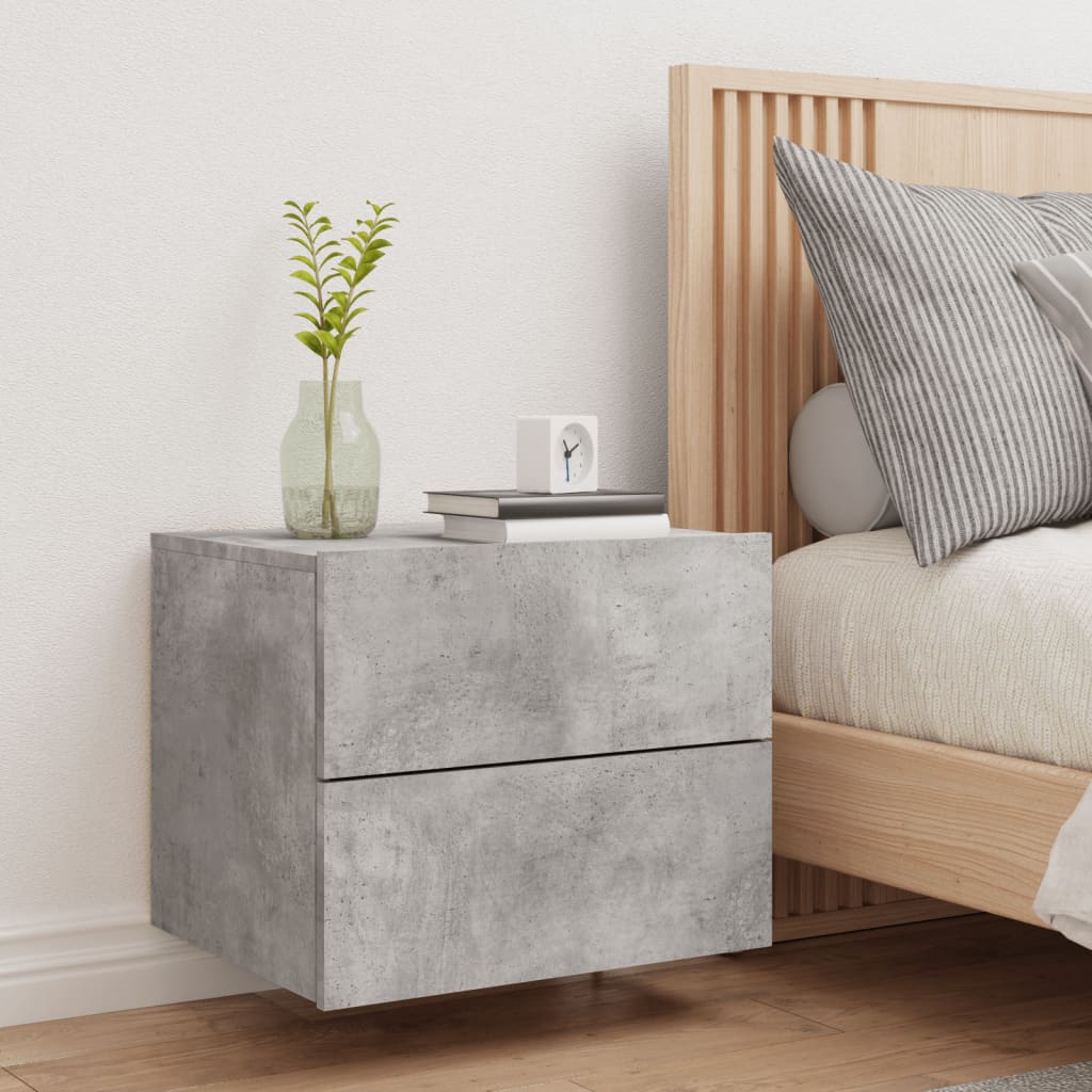 Comodino a Parete con Luci LED Grigio Cemento - homemem39