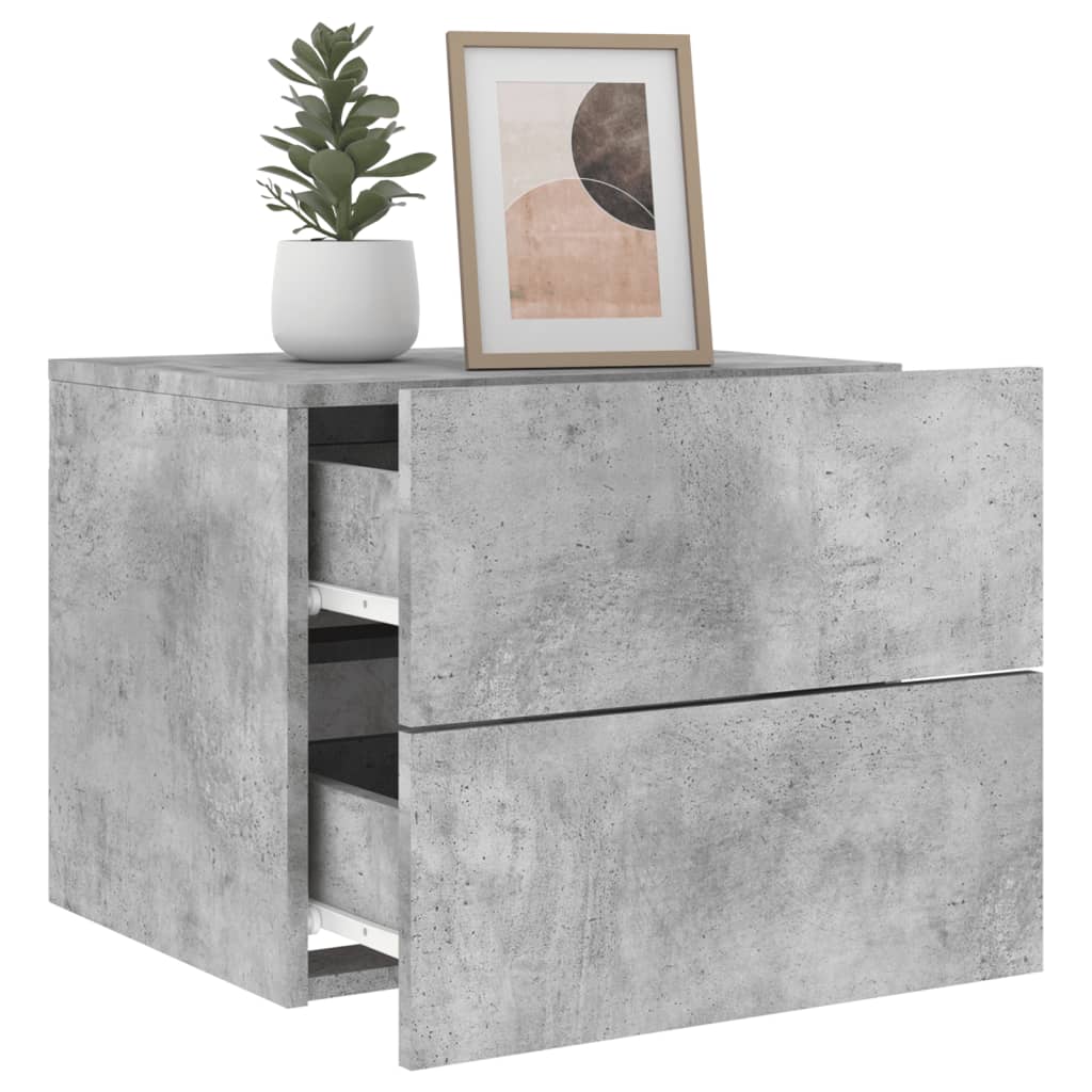 Comodino a Parete con Luci LED Grigio Cemento - homemem39