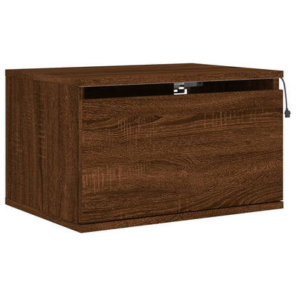 Comodino a Parete con luci LED Rovere Marrone - homemem39
