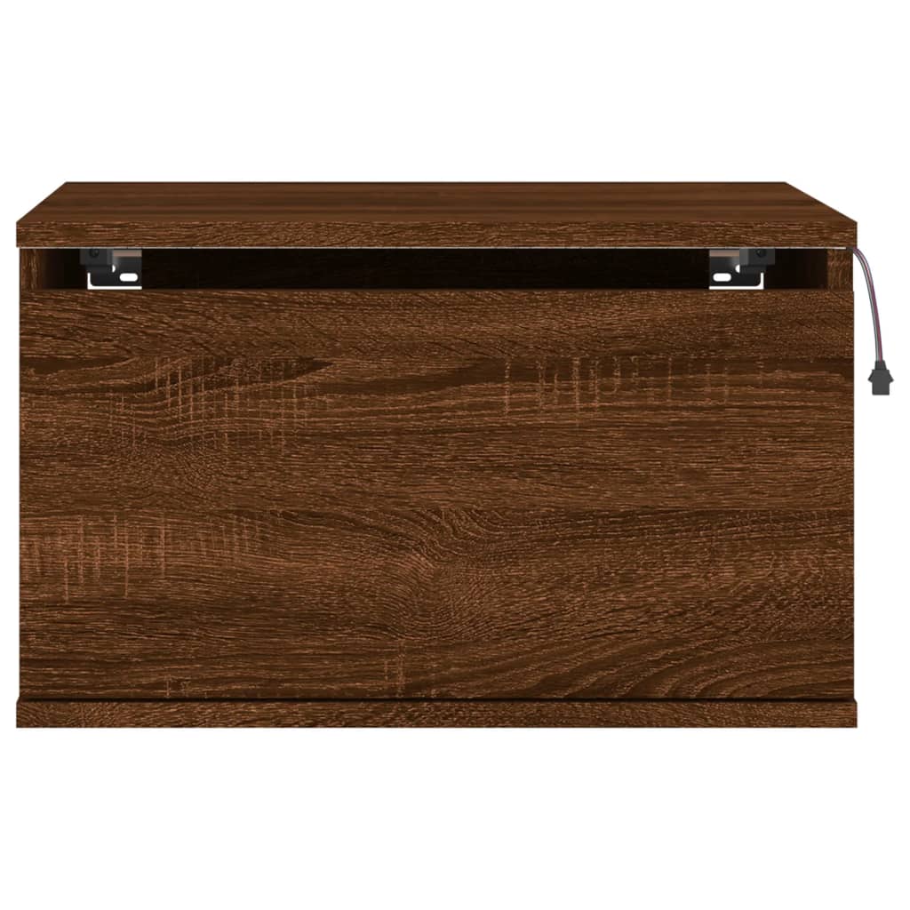 Comodino a Parete con luci LED Rovere Marrone - homemem39