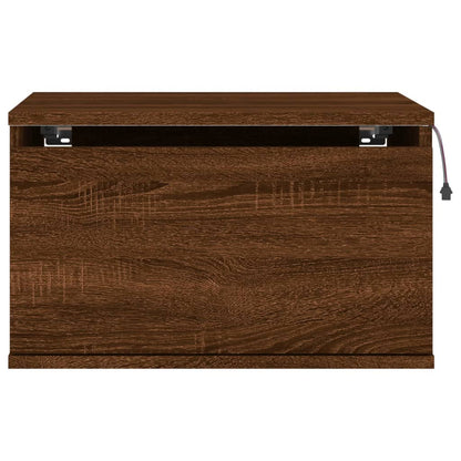 Comodino a Parete con luci LED Rovere Marrone - homemem39