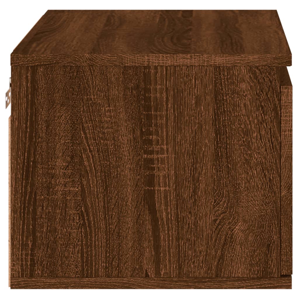 Comodino a Parete con luci LED Rovere Marrone - homemem39
