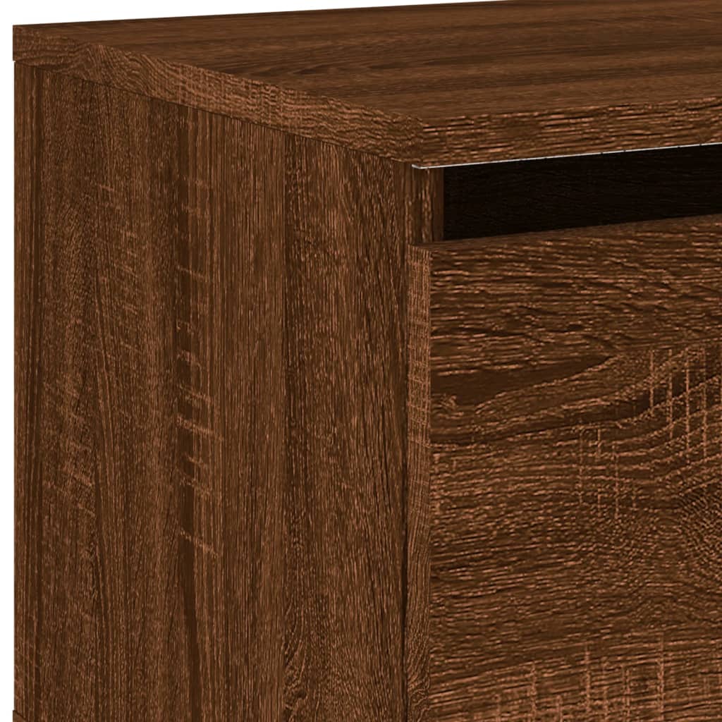 Comodino a Parete con luci LED Rovere Marrone - homemem39