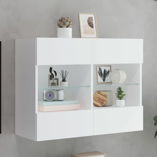 Mobile TV a Parete con Luci LED Bianco 78,5x30x60,5 cm - homemem39