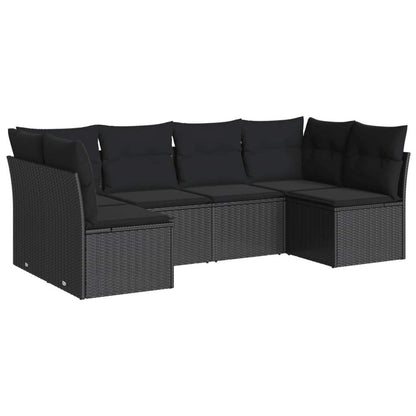 Set Divano da Giardino 6 pz con Cuscini Nero in Polyrattan - homemem39