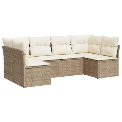 Set Divano da Giardino 6 pz con Cuscini Beige in Polyrattan - homemem39