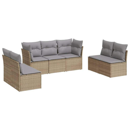Set Divani da Giardino 7 pz con Cuscini Beige in Polyrattan - homemem39