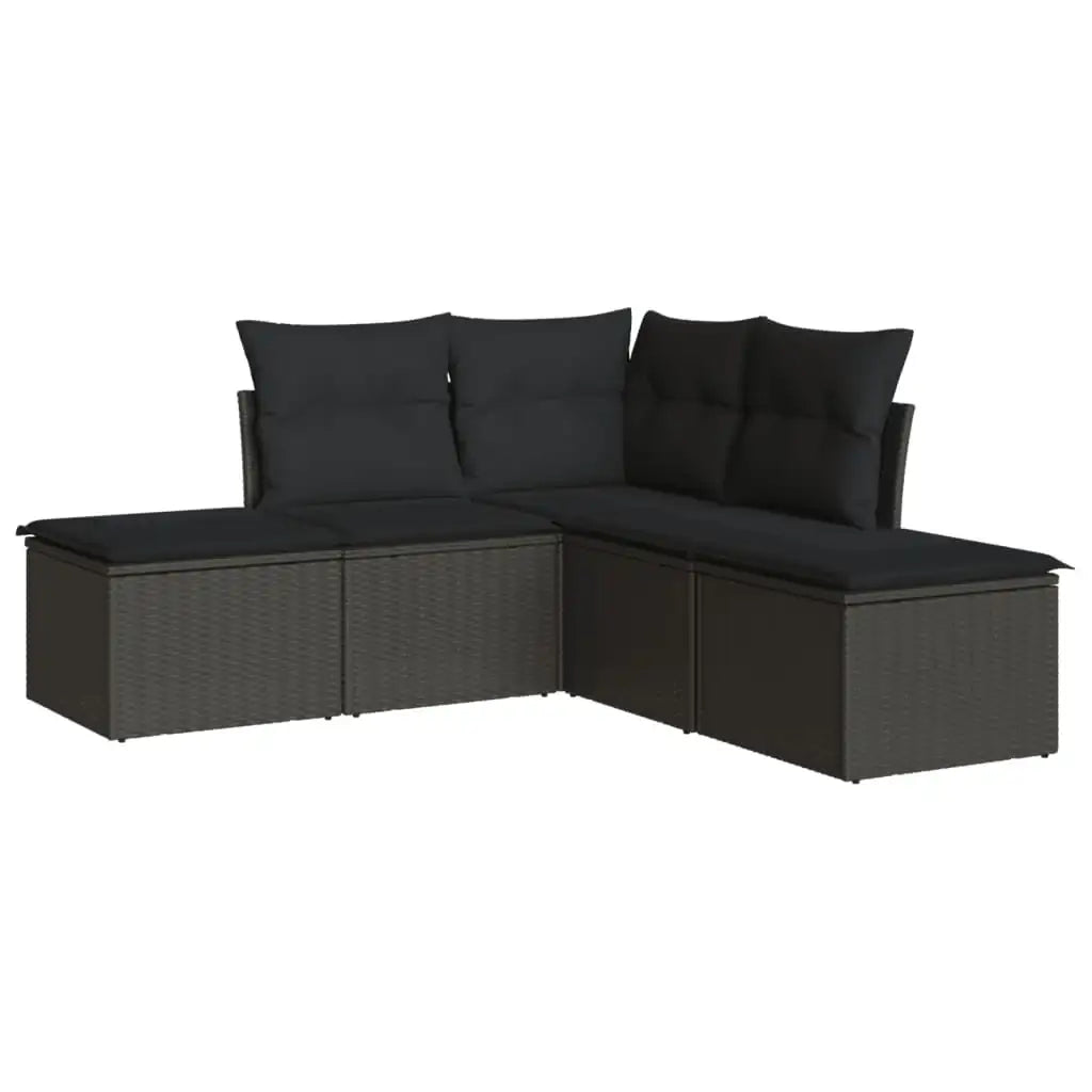 Set Divani da Giardino 5 pz con Cuscini in Polyrattan Nero - homemem39