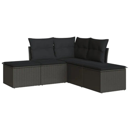 Set Divani da Giardino 5 pz con Cuscini in Polyrattan Nero - homemem39