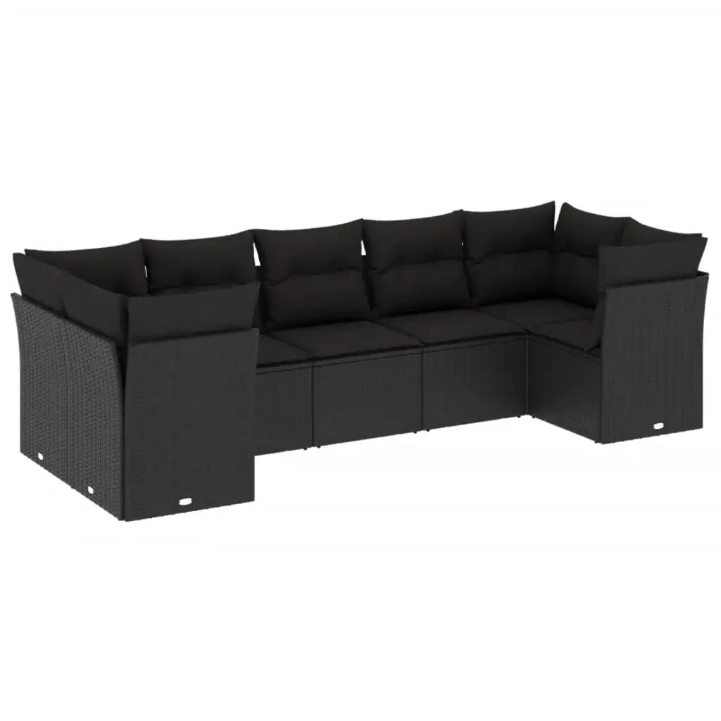 Set Divani da Giardino con Cuscini 7pz Nero Polyrattan - homemem39