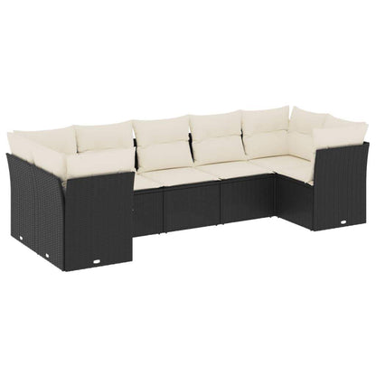 Set Divani da Giardino con Cuscini 7pz Nero Polyrattan - homemem39