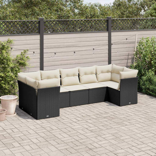 Set Divani da Giardino con Cuscini 7pz Nero Polyrattan - homemem39