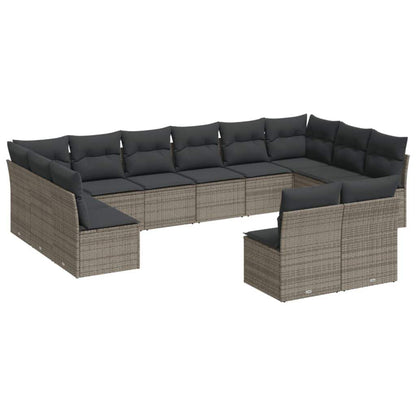 Set Divani da Giardino 12 pz con Cuscini Grigio in Polyrattan - homemem39