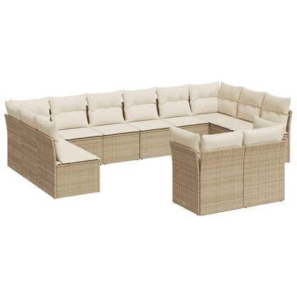 Set Divani da Giardino 12 pz con Cuscini Beige in Polyrattan - homemem39