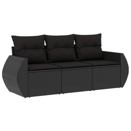 Set Divani da Giardino 3 pz con Cuscini in Polyrattan Nero - homemem39
