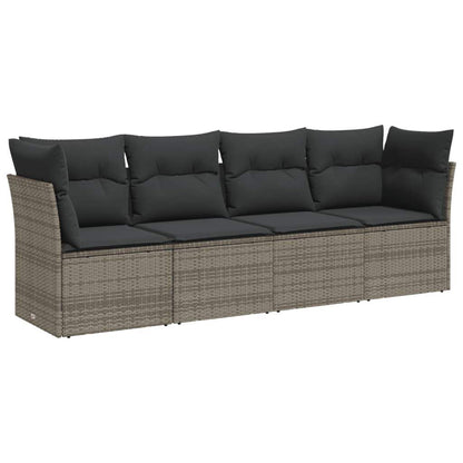 Set Divani da Giardino 4 pz con Cuscini in Polyrattan Grigio - homemem39