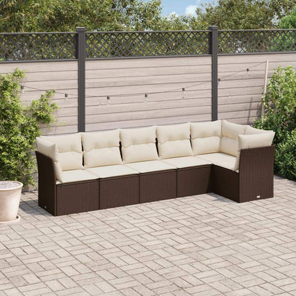 Set Divani da Giardino 6 pz con Cuscini Marrone in Polyrattan - homemem39