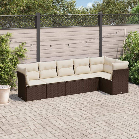 Set Divani da Giardino 6 pz con Cuscini Marrone in Polyrattan - homemem39