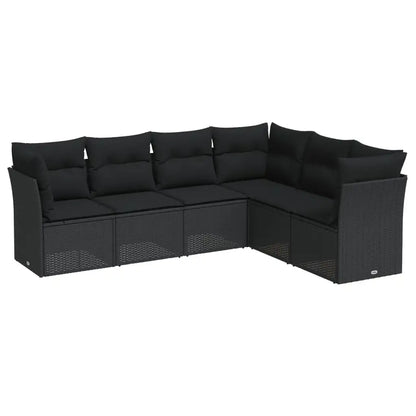 Set Divano da Giardino 6 pz con Cuscini Nero in Polyrattan - homemem39