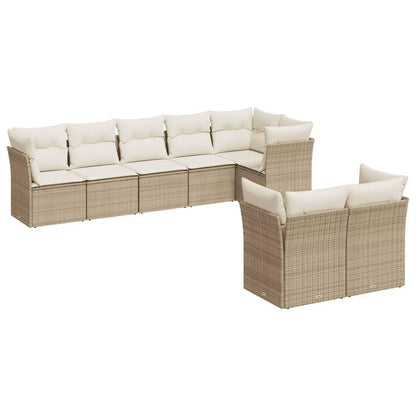 Set Divano da Giardino 8 pz con Cuscini Beige in Polyrattan - homemem39