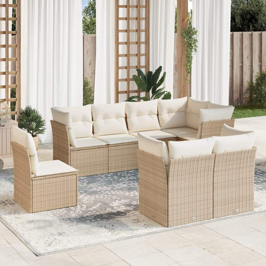 Set Divano da Giardino 8 pz con Cuscini Beige in Polyrattan - homemem39