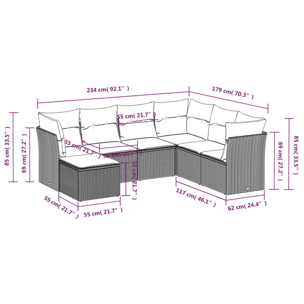 Set Divani da Giardino 7 pz con Cuscini Grigio in Polyrattan - homemem39
