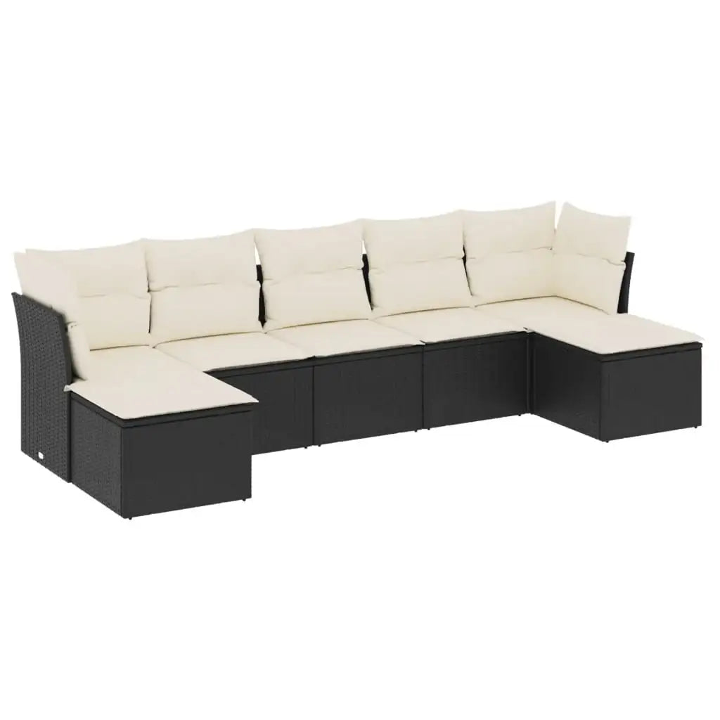 Set Divani da Giardino con Cuscini 7pz Nero Polyrattan - homemem39