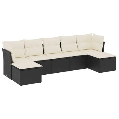 Set Divani da Giardino con Cuscini 7pz Nero Polyrattan - homemem39