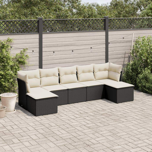 Set Divani da Giardino con Cuscini 7pz Nero Polyrattan - homemem39