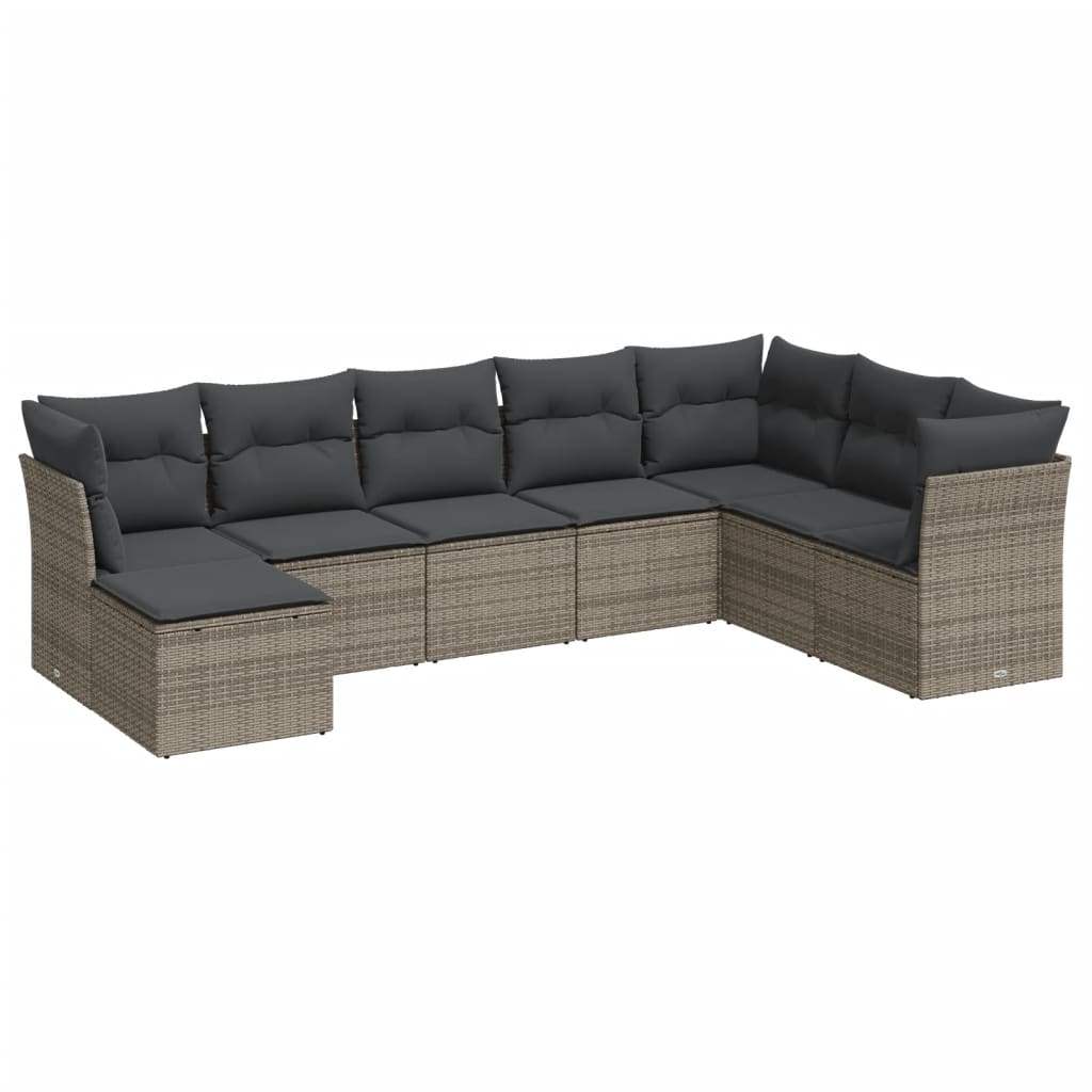Set Divano da Giardino 8 pz con Cuscini Grigio in Polyrattan - homemem39