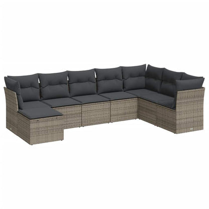 Set Divano da Giardino 8 pz con Cuscini Grigio in Polyrattan - homemem39