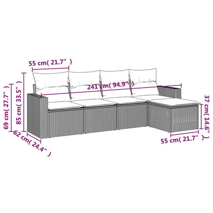 Set Divano da Giardino 5 pz con Cuscini Beige in Polyrattan - homemem39