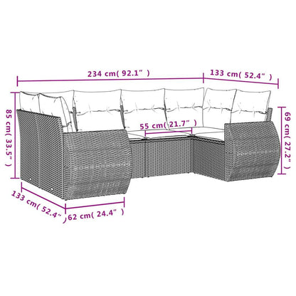 Set Divani da Giardino con Cuscini 7pz Nero Polyrattan - homemem39