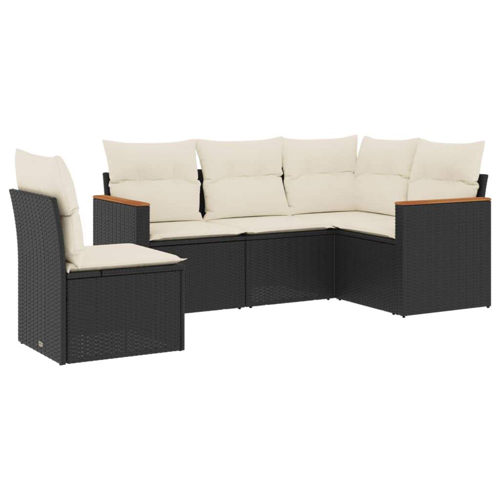 Set Divani da Giardino 5 pz con Cuscini in Polyrattan Nero - homemem39
