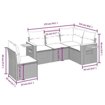 Set Divani da Giardino 5 pz con Cuscini in Polyrattan Nero - homemem39