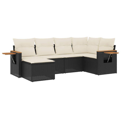 Set Divano da Giardino 6 pz con Cuscini Nero in Polyrattan - homemem39