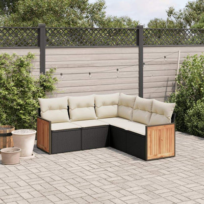 Set Divani da Giardino 5 pz con Cuscini in Polyrattan Nero - homemem39