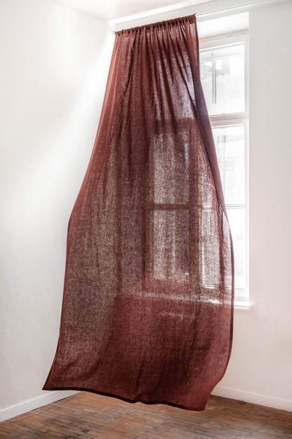 Tenda in lino con tasca per aste - homemem39